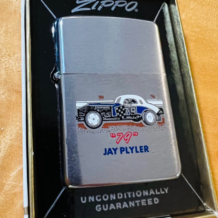 The 1968 Jay Plyler No. 79 Zippo in its period box.