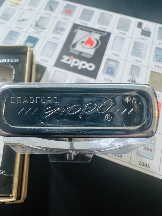 1976 Zippo Blue C-and-Triangle Logo Advertising Lighter – Mint 98 – Unfired – Box & Paperwork