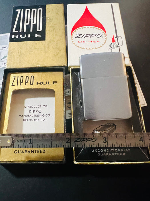 1965 Richard Gil Will Zippo Set – Unfired Lighter & Matching Zippo Rule Tape Measure