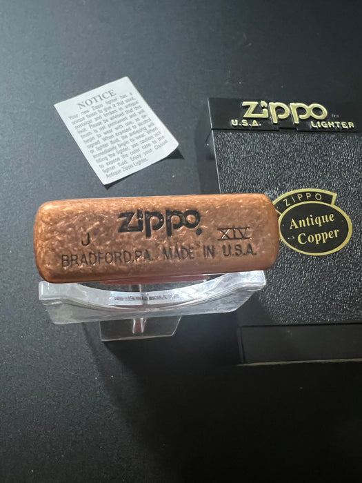 1998 Antique Copper Zippo Lighter  - New in Box