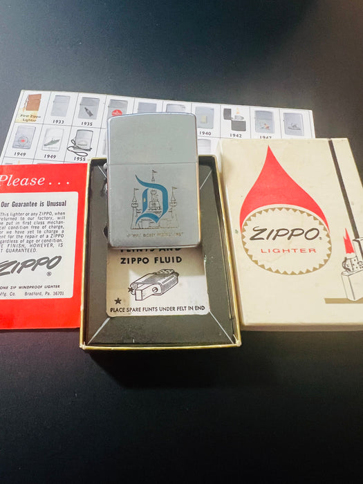 1968 Walt Disney Productions Blue D Castle Zippo