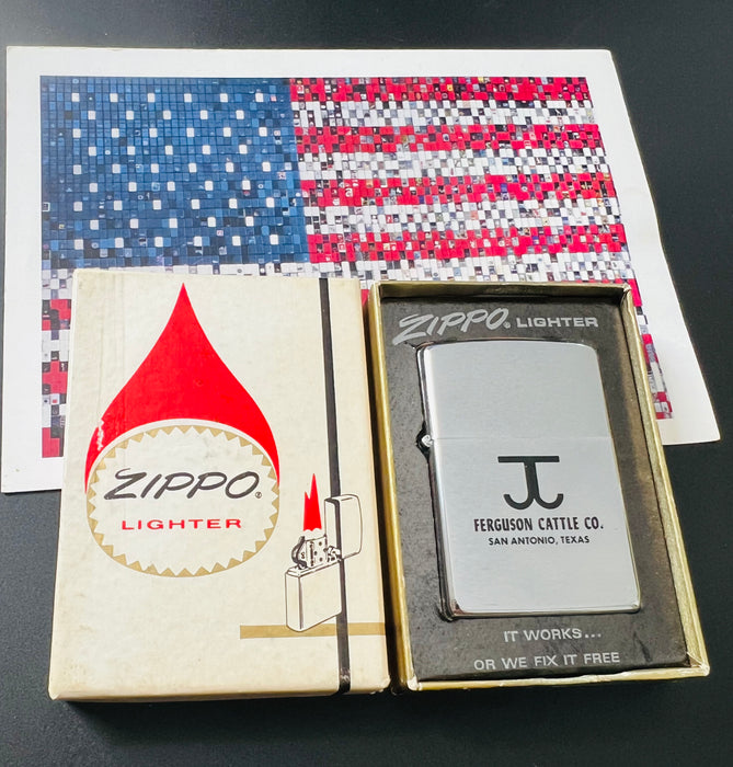 1971 Ferguson Cattle Brand San Antonio Texas with original Zippo hand drawn artwork