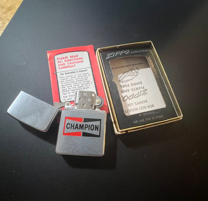 1978 Zippo Champion Advertising Lighter – Gem Mint 100 – Unfired – New in Box