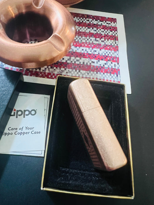 Mint 2003 Camel Copper Zippo Lighter & Ashtray Gift Set