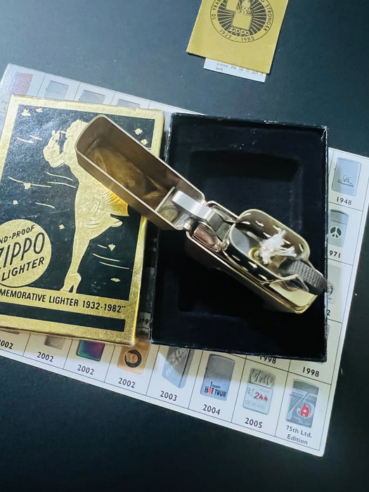 1982 50 Year Commemorative Brass Zippo Lighter