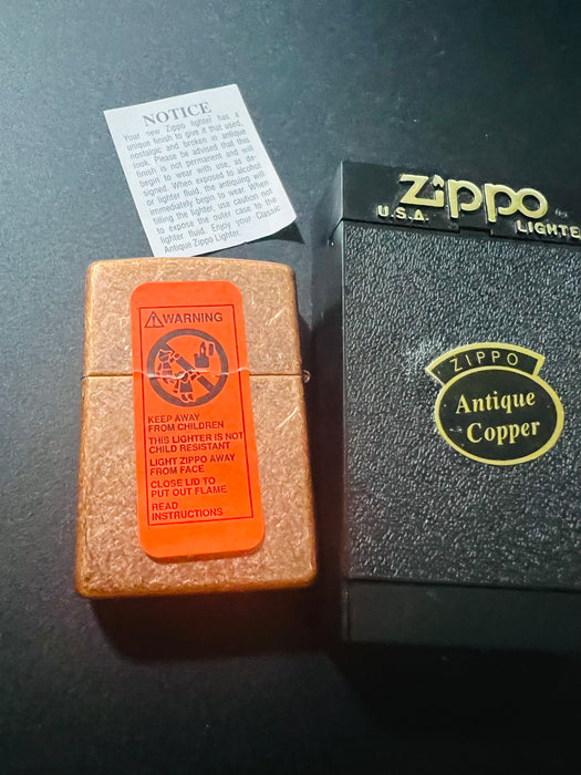 1998 Antique Copper Zippo Lighter  - New in Box