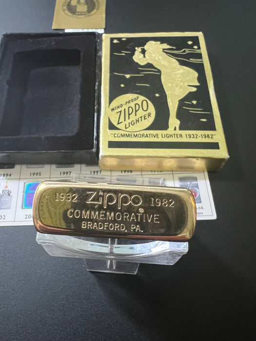 1982 50 Year Commemorative Brass Zippo Lighter