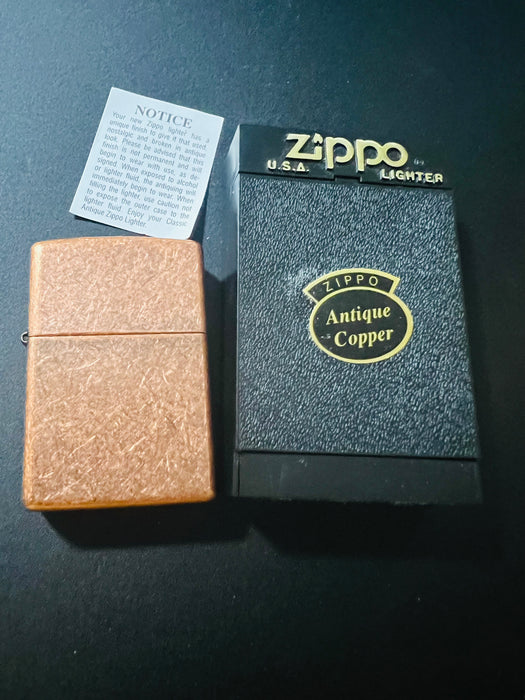 1998 Antique Copper Zippo Lighter  - New in Box