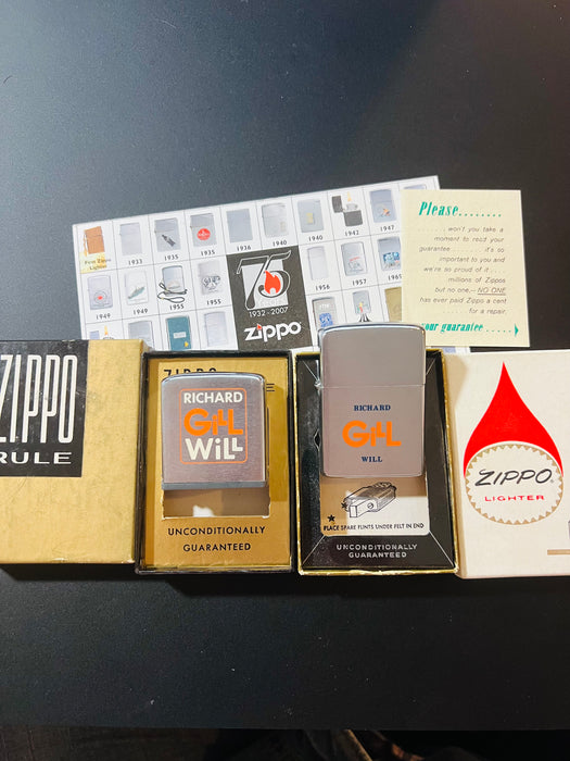 1965 Richard Gil Will Zippo Set – Unfired Lighter & Matching Zippo Rule Tape Measure