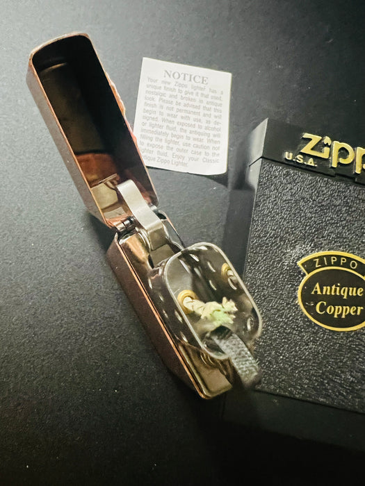 1998 Antique Copper Zippo Lighter  - New in Box