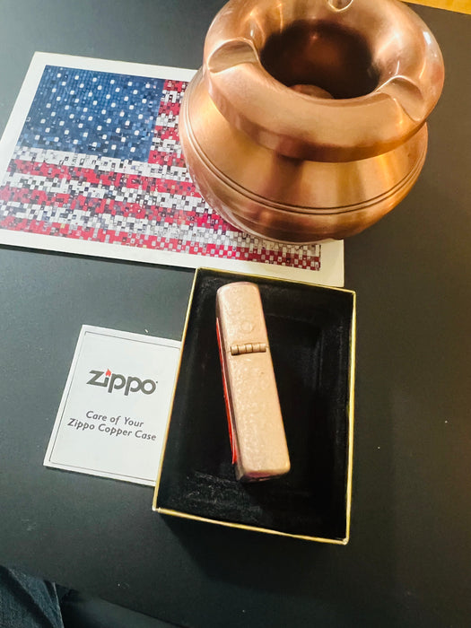Mint 2003 Camel Copper Zippo Lighter & Ashtray Gift Set