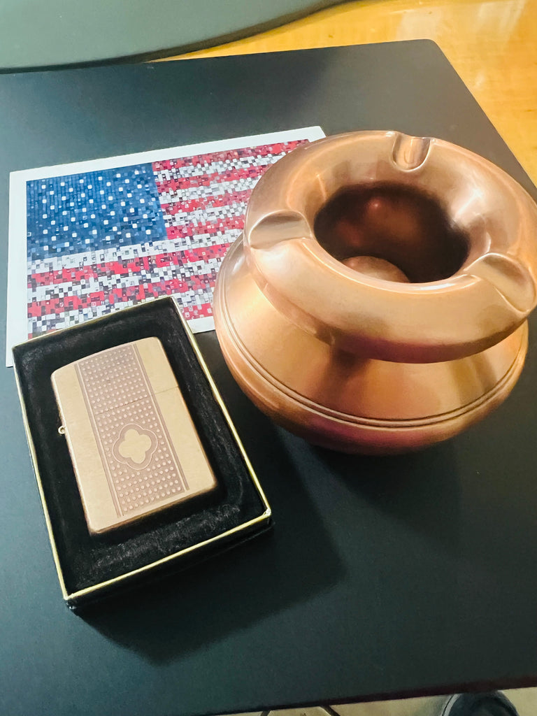 Mint 2003 Camel Copper Zippo Lighter & Ashtray Gift Set