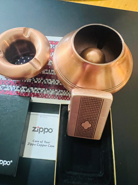Mint 2003 Camel Copper Zippo Lighter & Ashtray Gift Set