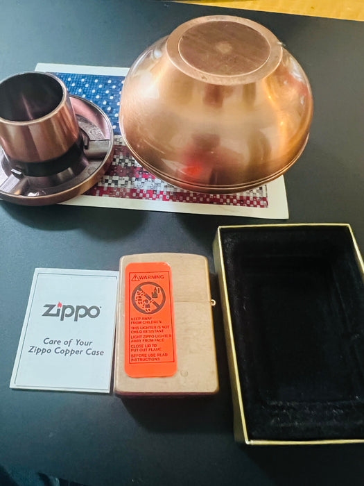 Mint 2003 Camel Copper Zippo Lighter & Ashtray Gift Set
