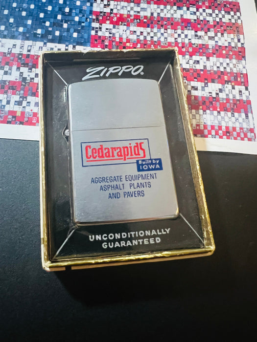 1969 Zippo Cedarapids Built by Iowa Advertising Lighter – New in Box – Unfired