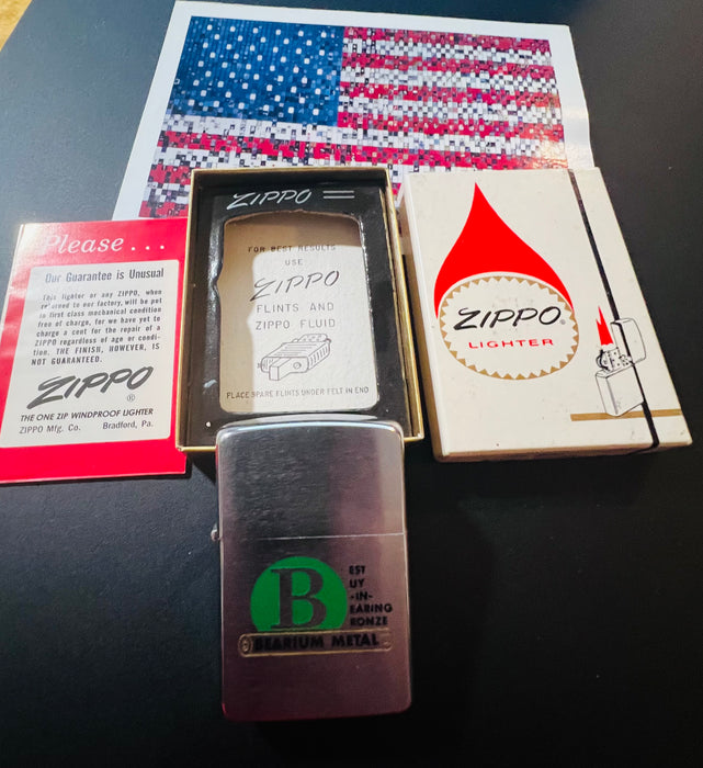 1962 Zippo Bearium Metal Bearing Bronze Advertising Lighter – Gem Mint – NIB