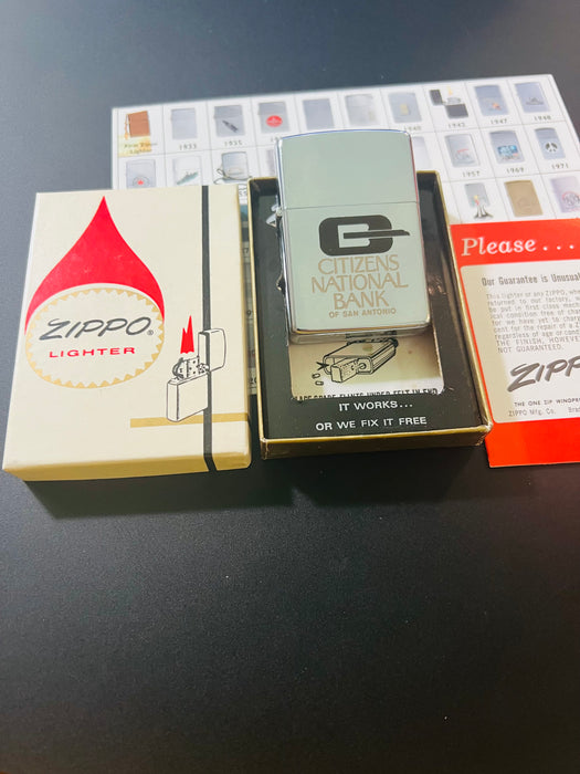 1973 Citizens National Bank of San Antonio Zippo Lighter – Unfired – Original Box