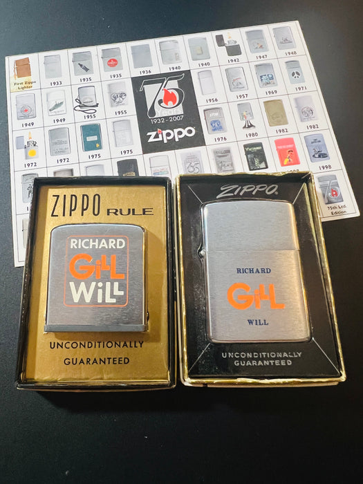 1965 Richard Gil Will Zippo Set – Unfired Lighter & Matching Zippo Rule Tape Measure