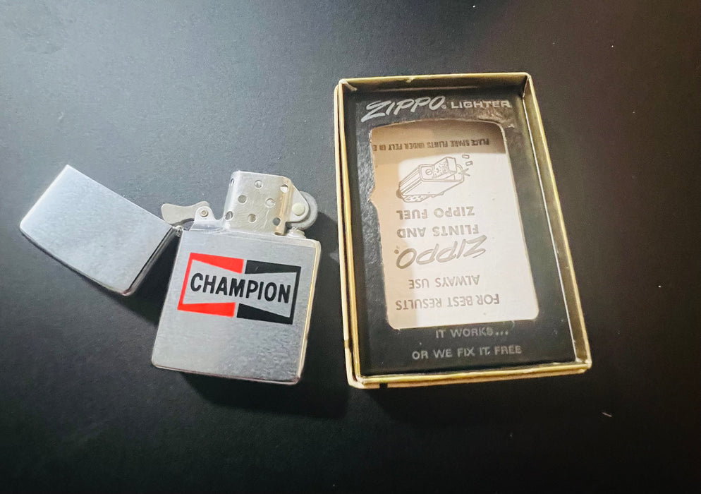 1978 Zippo Champion Advertising Lighter – Gem Mint 100 – Unfired – New in Box