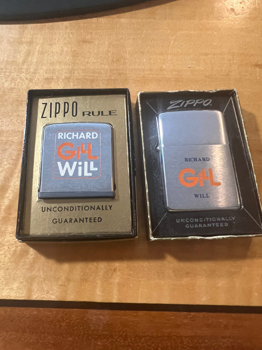 1965 Richard Gil Will Zippo Set – Unfired Lighter & Matching Zippo Rule Tape Measure