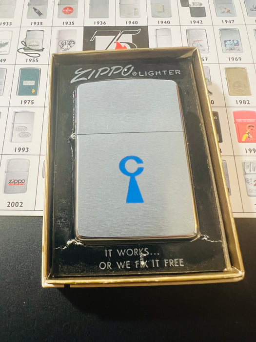 1976 Zippo Blue C-and-Triangle Logo Advertising Lighter – Mint 98 – Unfired – Box & Paperwork