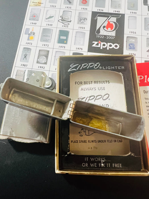 1976 Zippo Blue C-and-Triangle Logo Advertising Lighter – Mint 98 – Unfired – Box & Paperwork