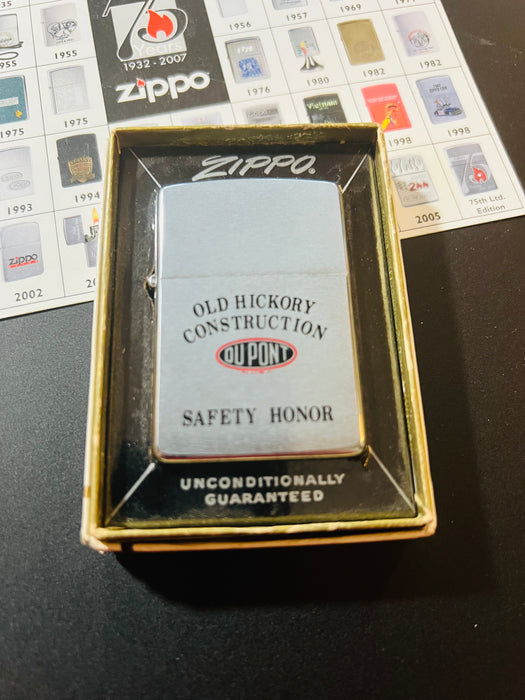 1966 Zippo Old Hickory Construction DuPont Safety Honor Lighter – Excellent 94 – NIB