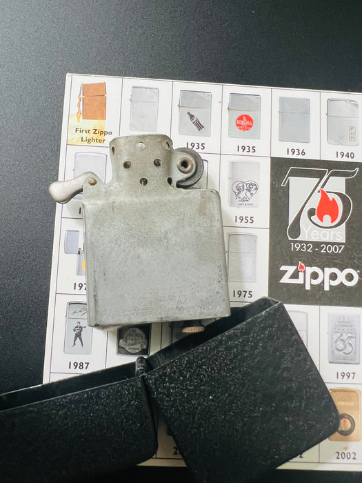 1943-45 Black Crackle WWII Vintage Zippo 3-Barrel 14 Hole