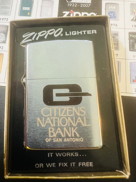 1973 Citizens National Bank of San Antonio Zippo Lighter – Unfired – Original Box