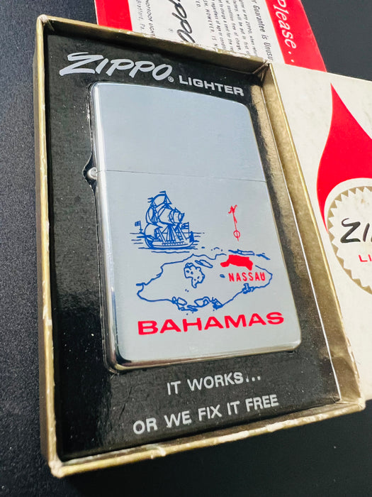 1972 Nassau Bahamas Vintage Zippo Lighter NIB