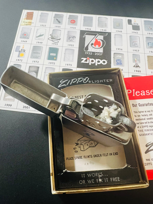 1976 Zippo Blue C-and-Triangle Logo Advertising Lighter – Mint 98 – Unfired – Box & Paperwork