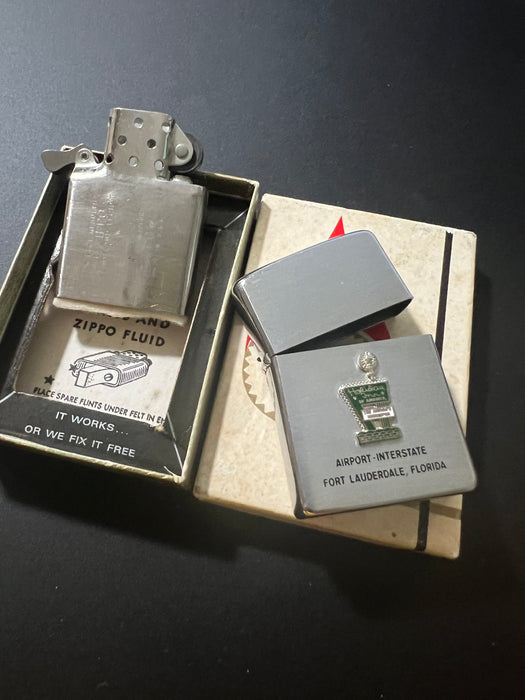 1970 Holiday Inn Affixed Emblem NIB Vintage Zippo Lighter in Emblem Box