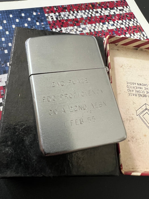 1954 Camp Chaffee 5th Armored Division Zippo Lighter in Box
