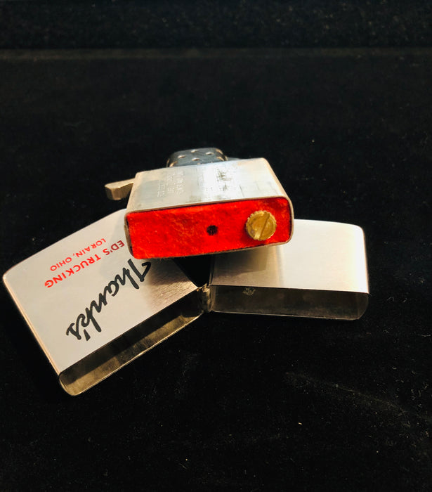 1965 Ed's Trucking Zippo Lighter ~"Thanks" - Excellent   NOS  FREE Shipping