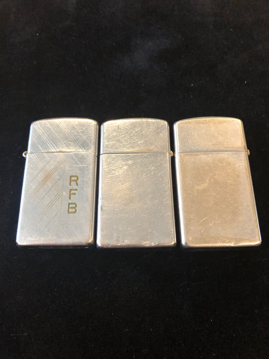 1968 Set of Three Vintage Emblem Zippo Slim Lighters — Collectors