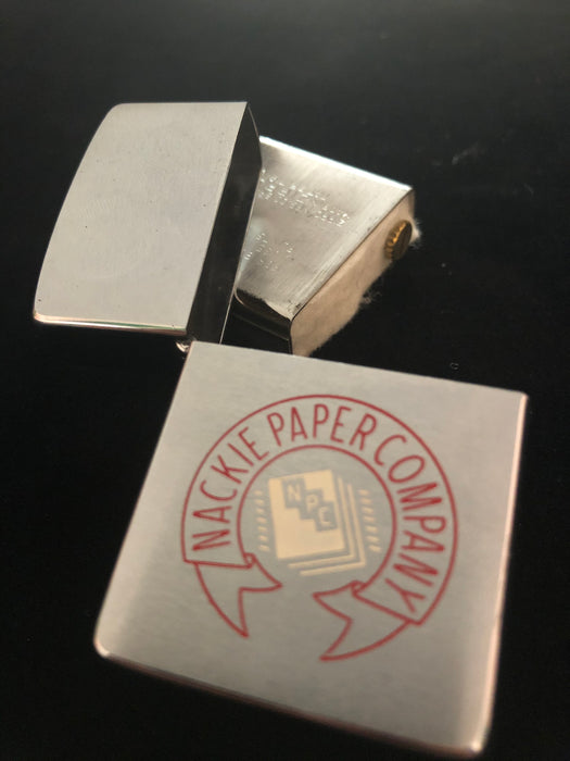 1965 Nackie Paper Co MIB Zippo Advertiser