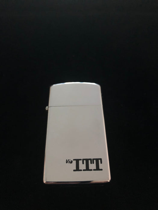 1973 Mint in Box ITT Zippo Advertiser  Slim Lighter