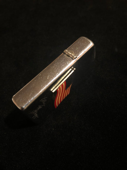 1968 US Flag Emblem Slim Zippo Lighter - Used