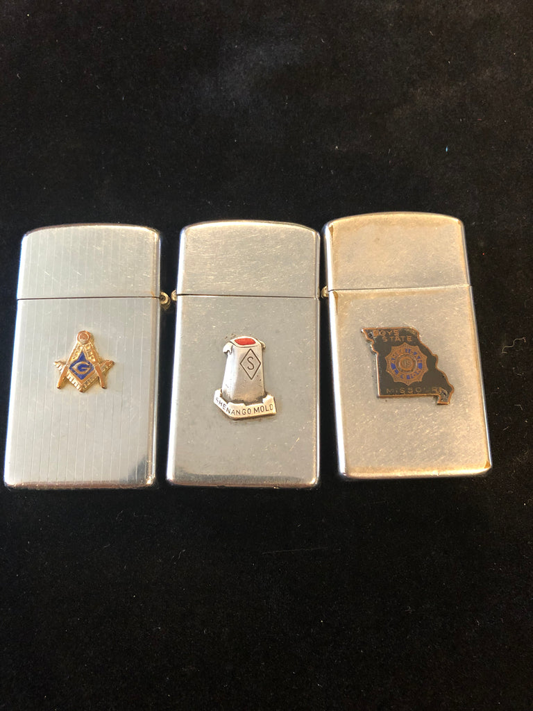 1968 Fisherman Double-Sided Vintage Zippo Lighter - w Custom Emblem Attached