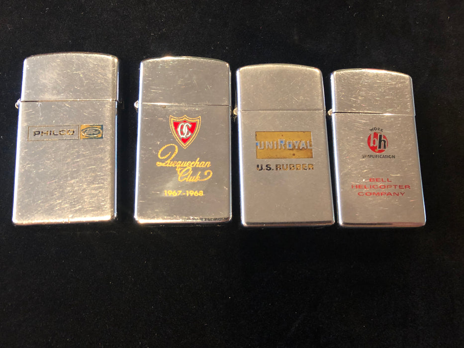 1968 Lot #47 Four Zippo Slim Lighters