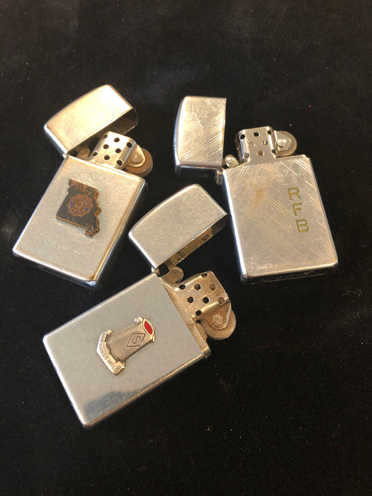 1968 Set of Three Vintage Emblem Zippo Slim Lighters