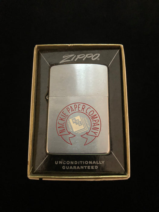 1965 Nackie Paper Co MIB Zippo Advertiser