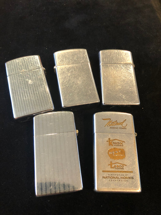 1968 Set of 5 Vintage Zippo Slim Lighters