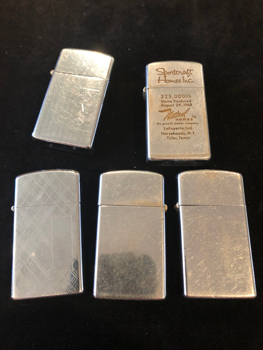 1968 Set of 5 Vintage Zippo Slim Lighters