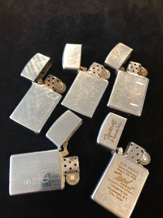 1968 Set of 5 Vintage Zippo Slim Lighters