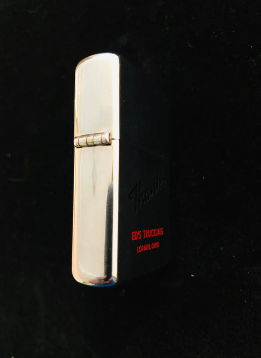 1965 Ed's Trucking Zippo Lighter ~"Thanks" - Excellent   NOS  FREE Shipping