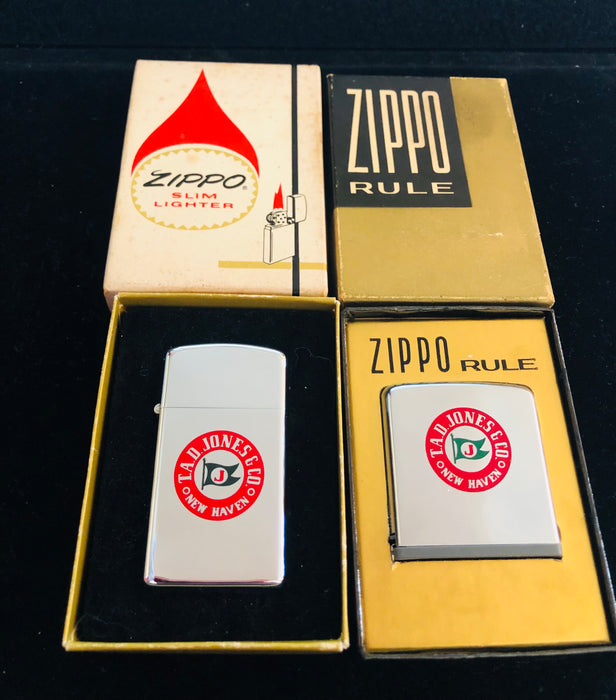 1973 TAD Jones Vintage Zippo Lighter with Matching Rule