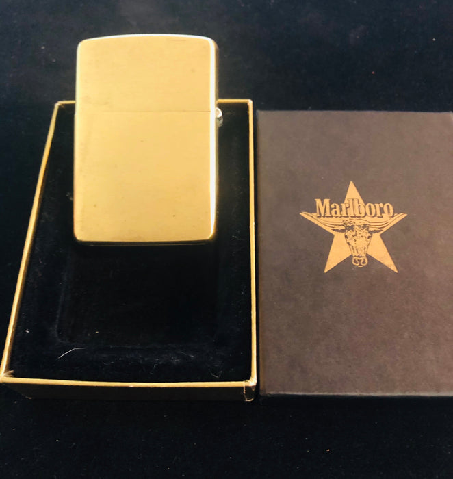 1991 Brass Zippo Lighter Marlboro - Steer in a Star - Mint in Box