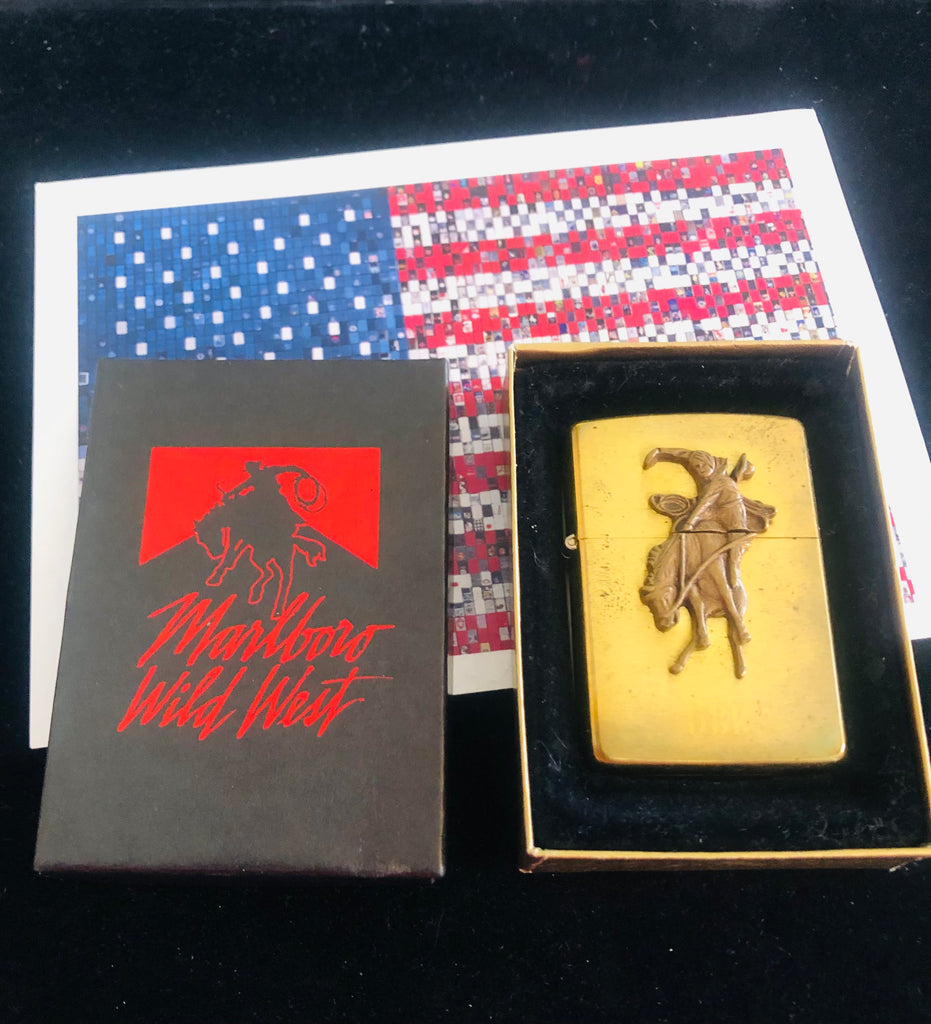 1992 Vintage Marlboro Wild West Brass Zippo Liggter