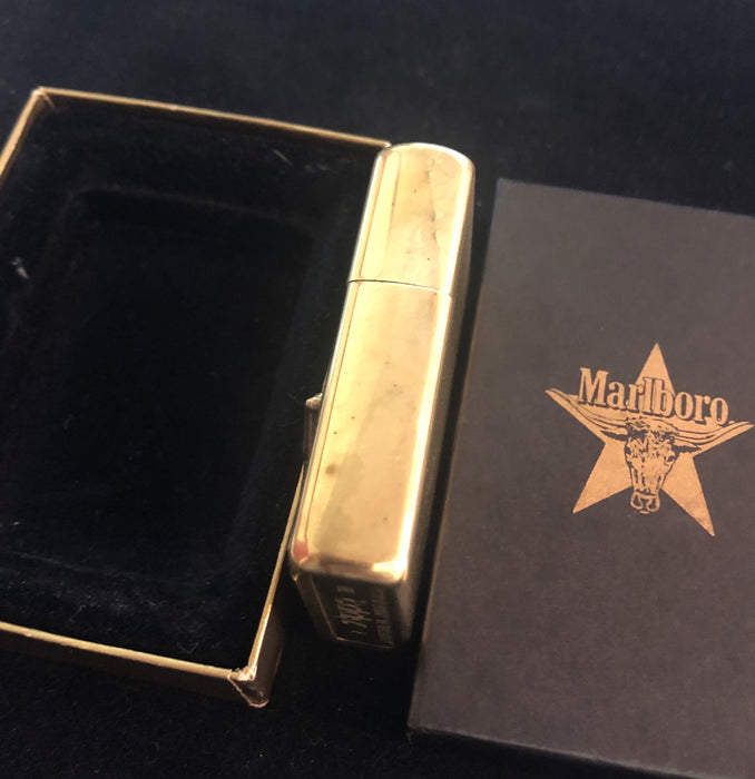 1991 Brass Zippo Lighter Marlboro - Steer in a Star - Mint in Box